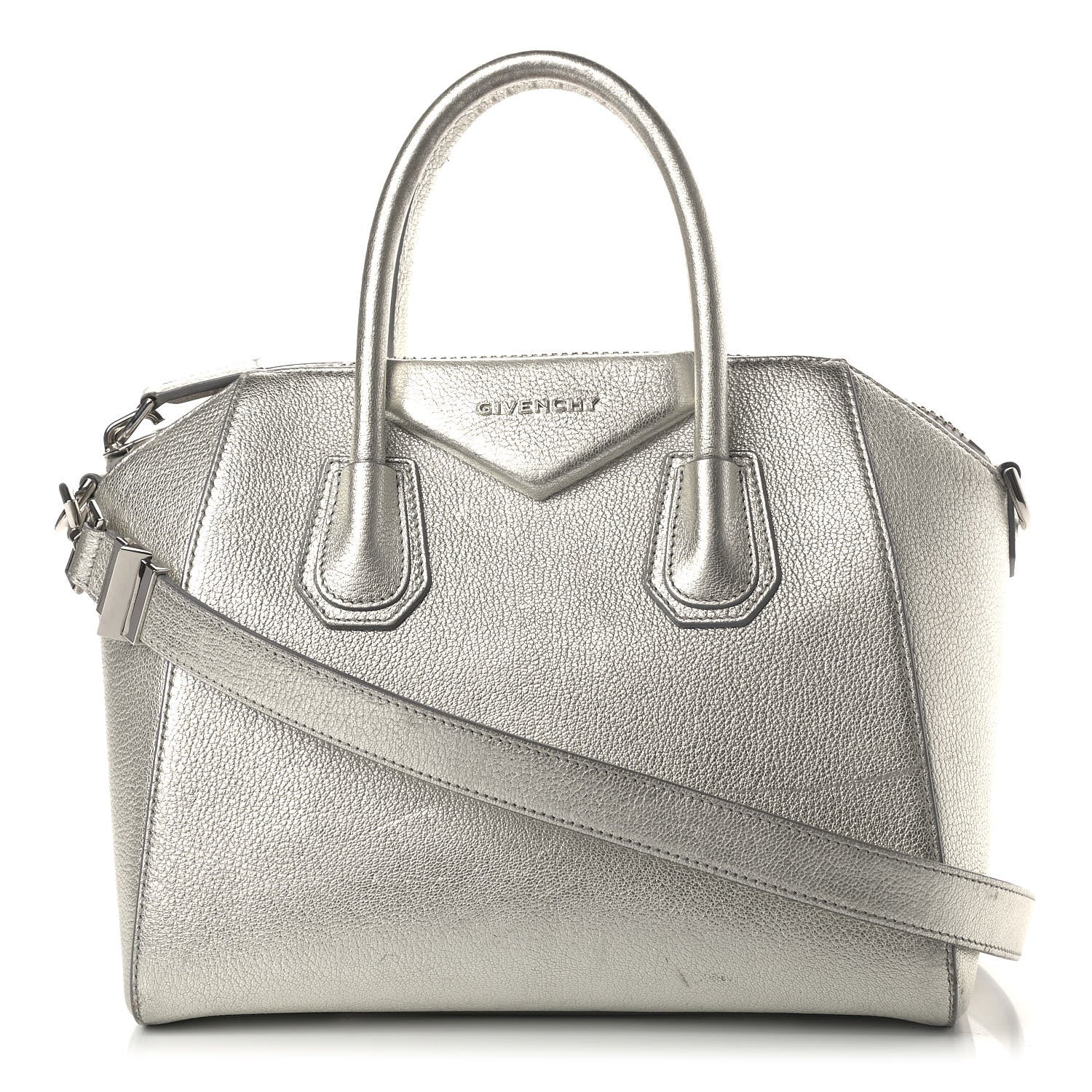 Givenchy Metallic Sugar Goatskin Small Antigona Silver 1 of 8