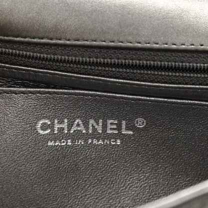 Chanel Iridescent Calfskin Quilted Mini Rectangular Flap Charcoal Grey 5 of 9