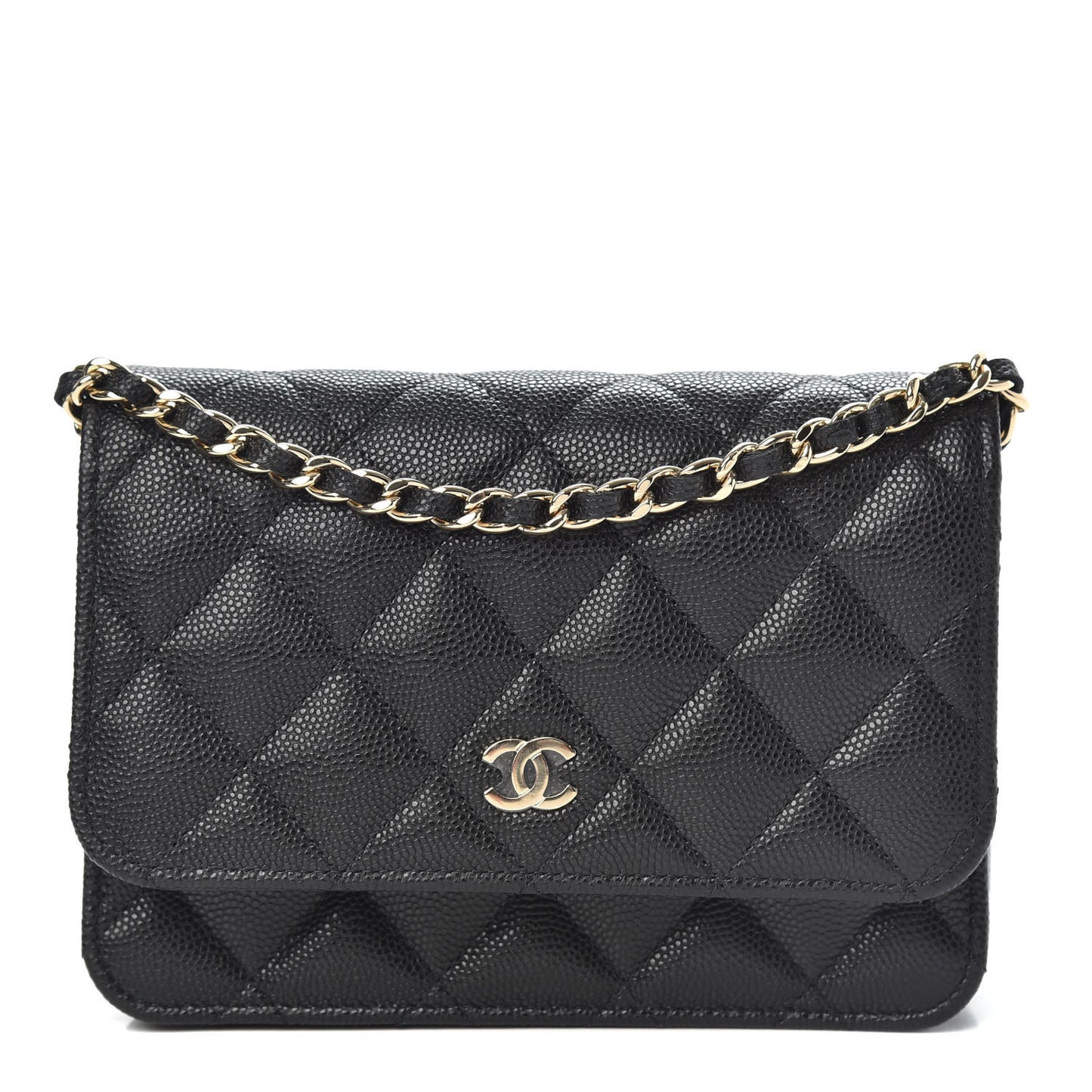 Caviar Quilted Mini Wallet On Chain WOC Black