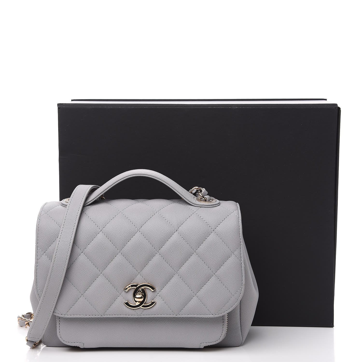 Chanel Caviar Quilted Medium Business Affinity Flap Grey 9 of 10