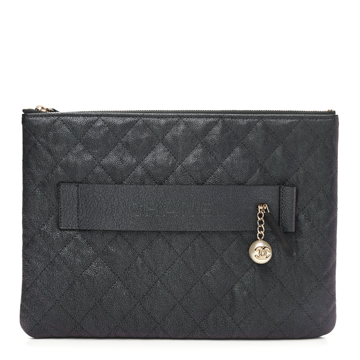 Chanel Iridescent Caviar Medium Night by the C Pouch Clutch Black 1 of 7