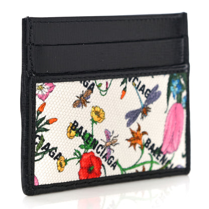 Balenciaga X GUCCI Canvas Azalea Calfskin Flora Logo Print Neo Classic Card Holder White Multicolor Black 3 of 10