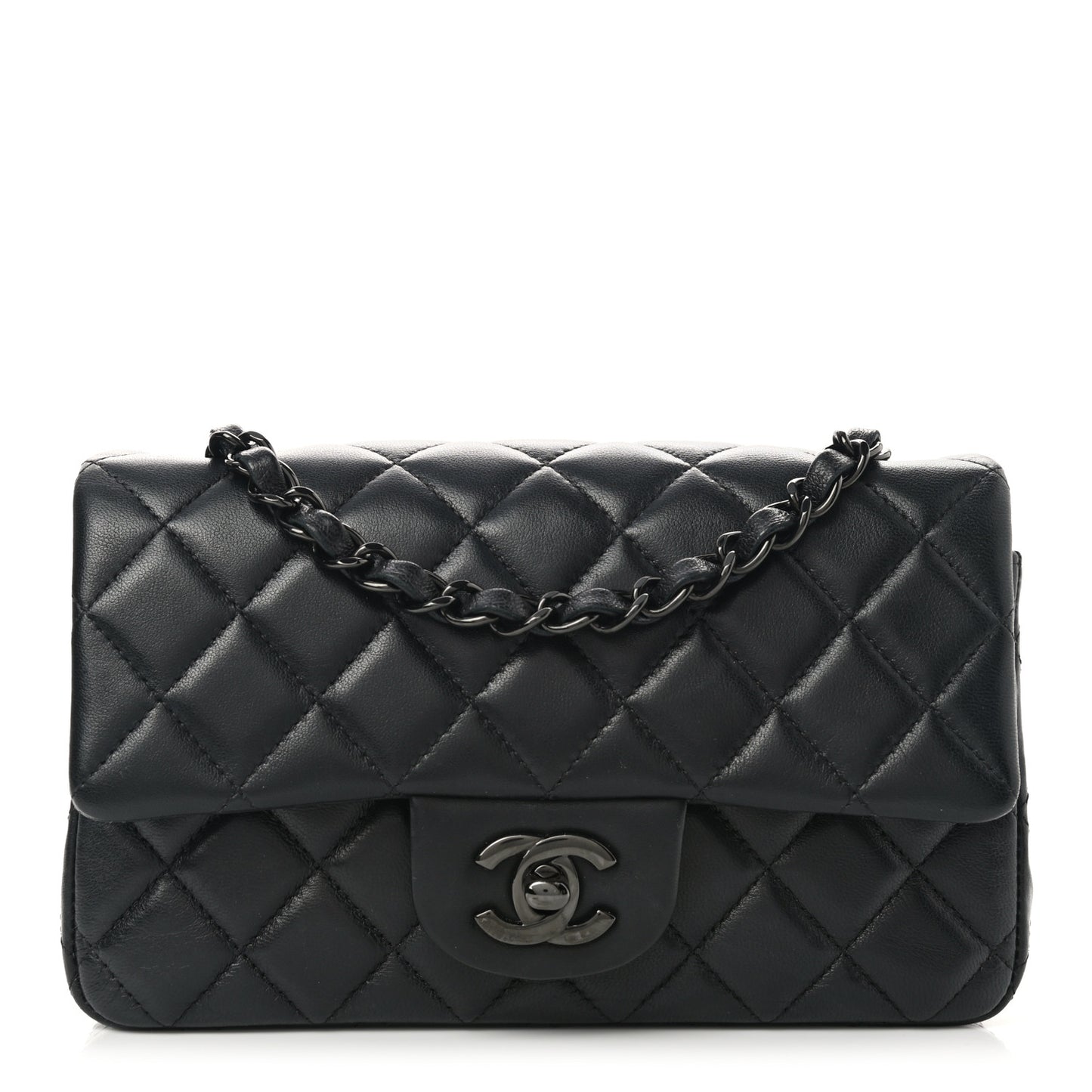 Lambskin Quilted Mini Rectangular Flap So Black