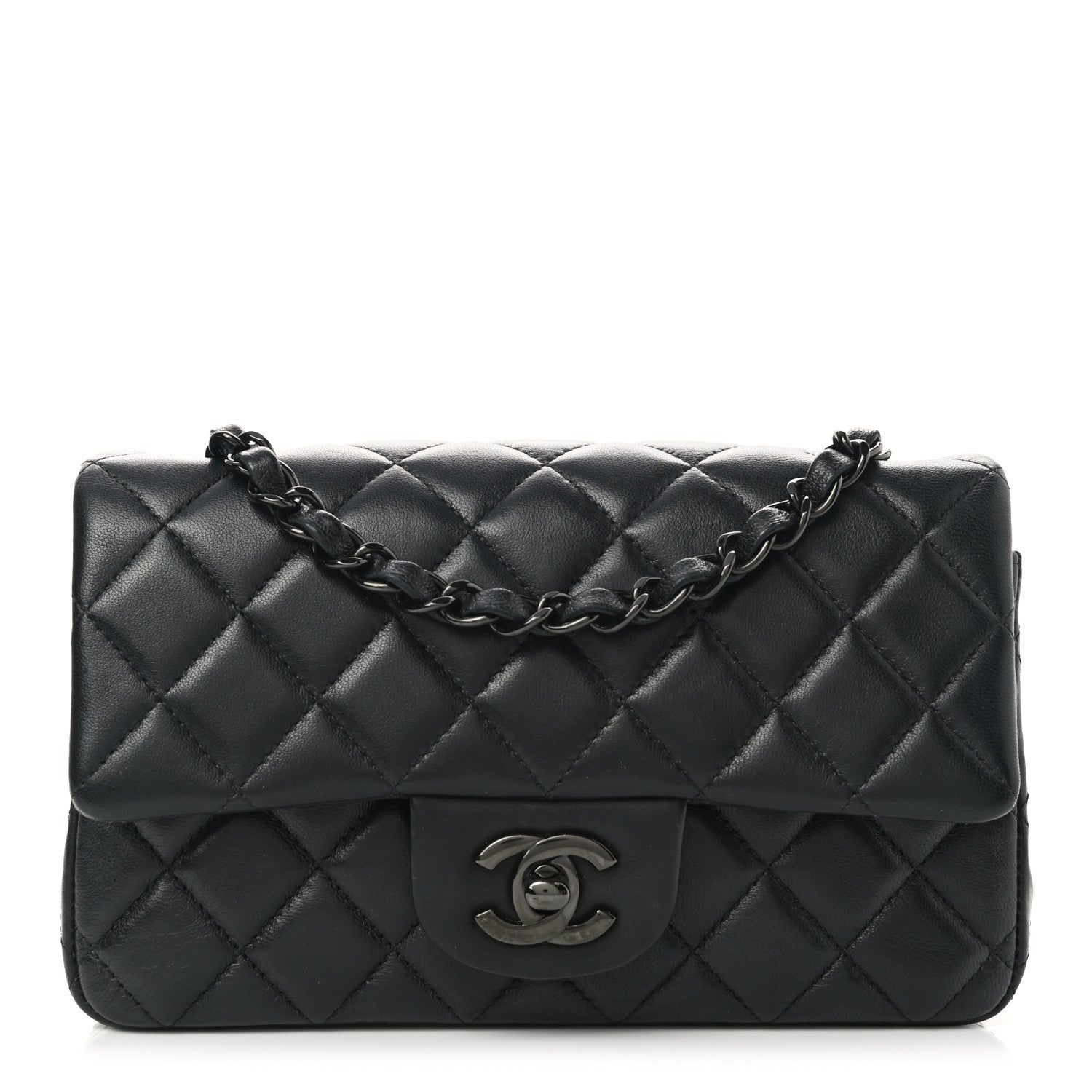 Chanel Lambskin Quilted Mini Rectangular Flap So Black 1 of 10