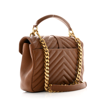 Saint Laurent Sheepskin Matelasse Chevron Monogram Medium College Bag Brick 3 of 10
