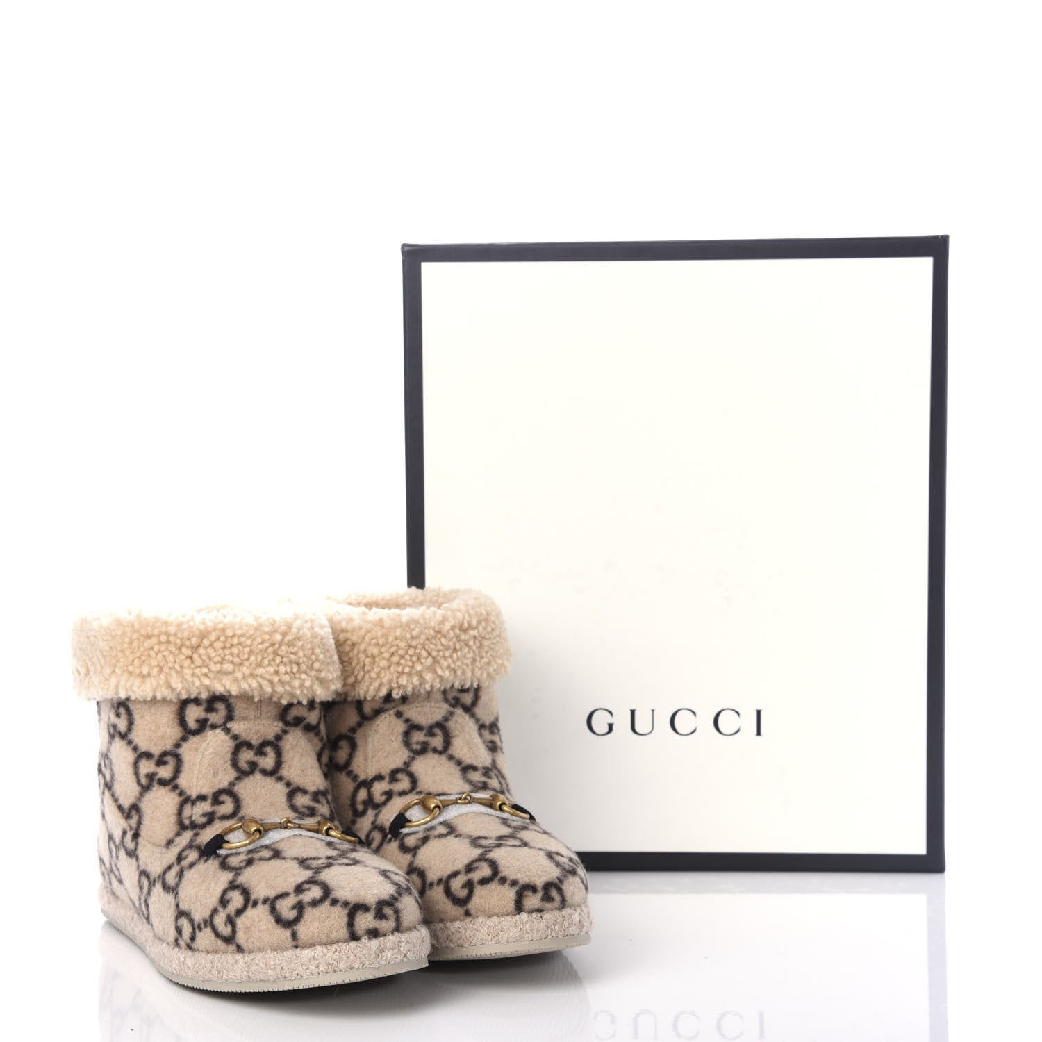 Gucci Covered Wool GG Monogram Womens Fria Horsebit Ankle Boots 41 Beige Ebony Butterscotch 10 of 10