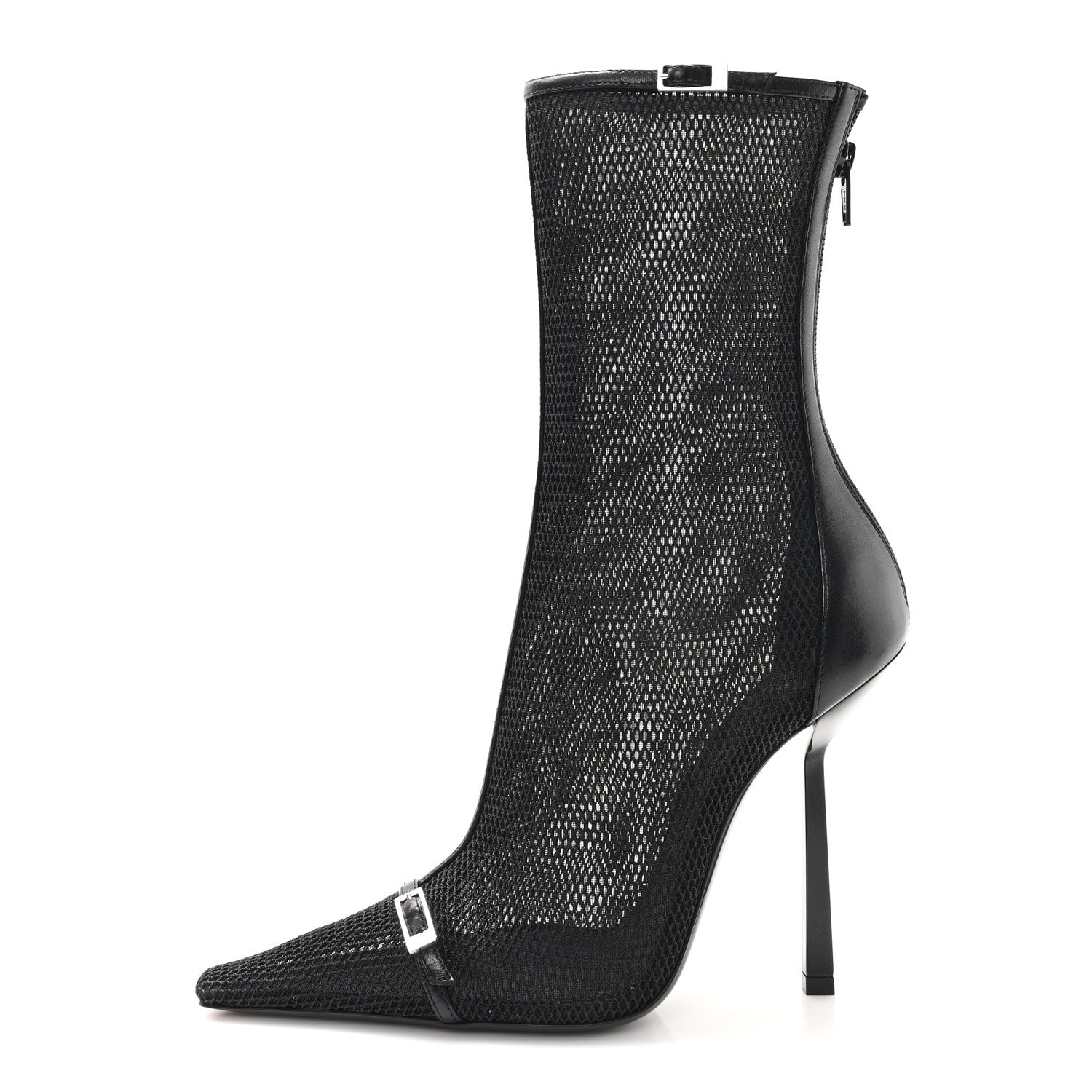 Saint Laurent Elba Applique Tulle Aston 115 Boots 37.5 Black 1 of 10