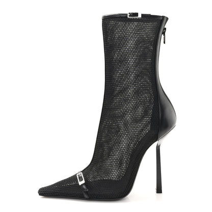 Saint Laurent Elba Applique Tulle Aston 115 Boots 37.5 Black 1 of 10