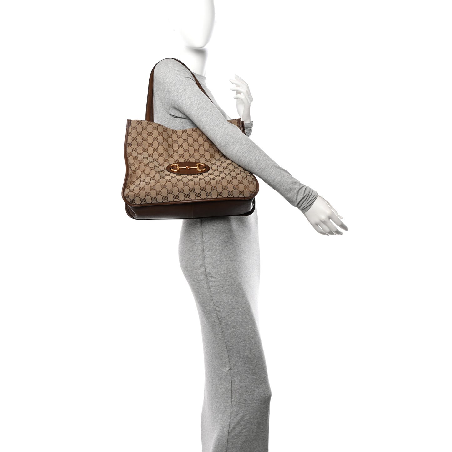 Monogram Horsebit 1955 Tote Bag Beige Brown Sugar