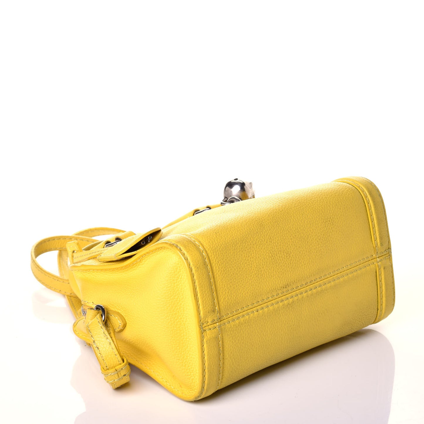 Pebbled Calfskin Mini Padlock Tote Yellow