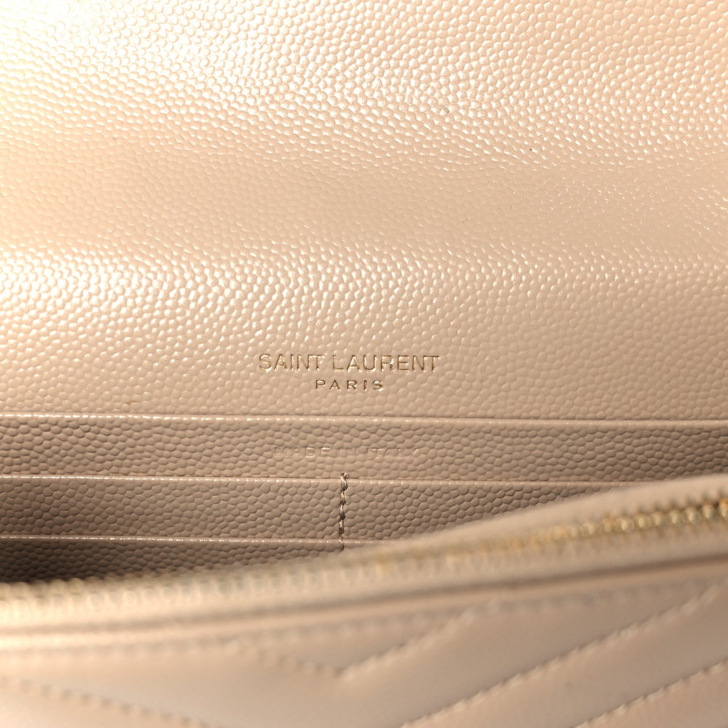 Grain De Poudre Matelasse Chevron Monogram Envelope Chain Wallet Dark Beige