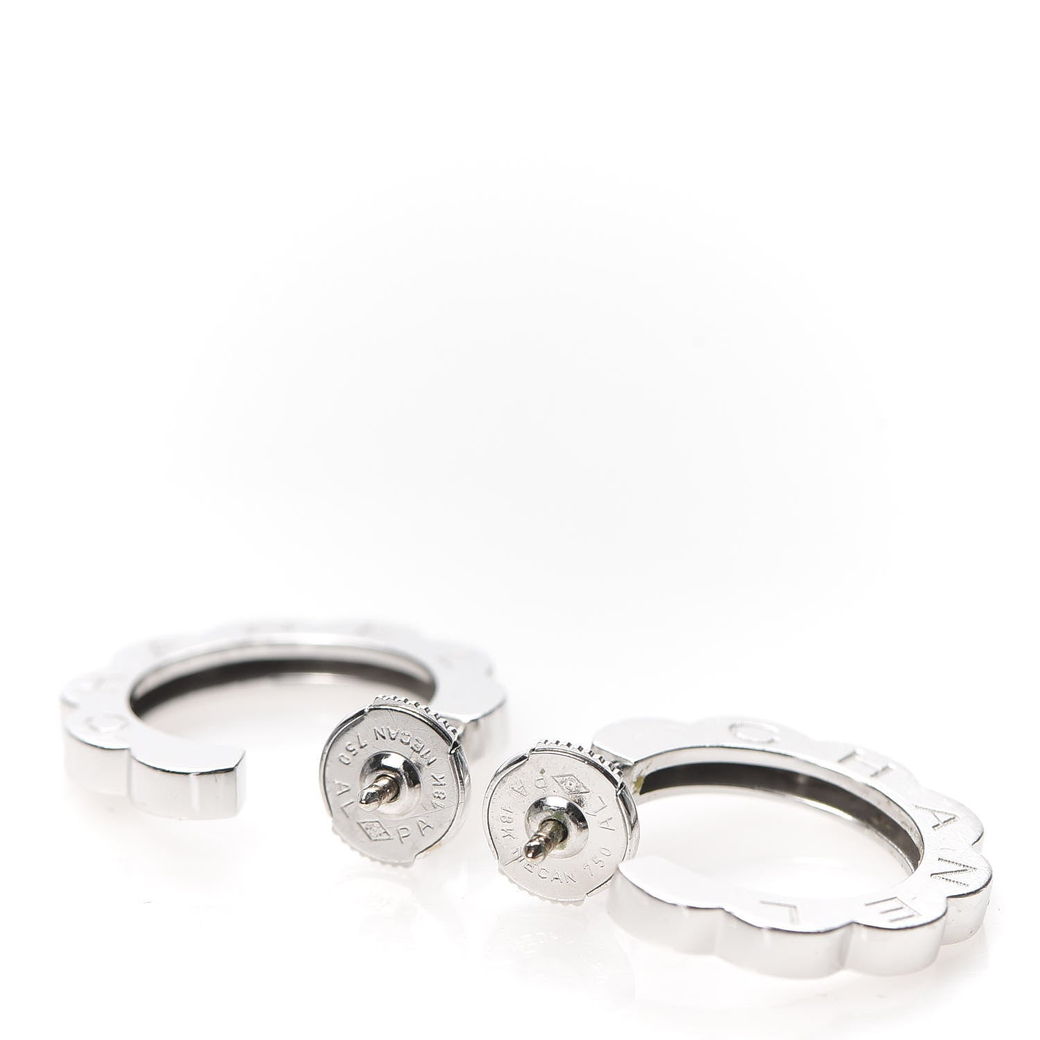 Chanel 18K White Gold Small Profil de Camelia Hoop Earrings 3 of 3