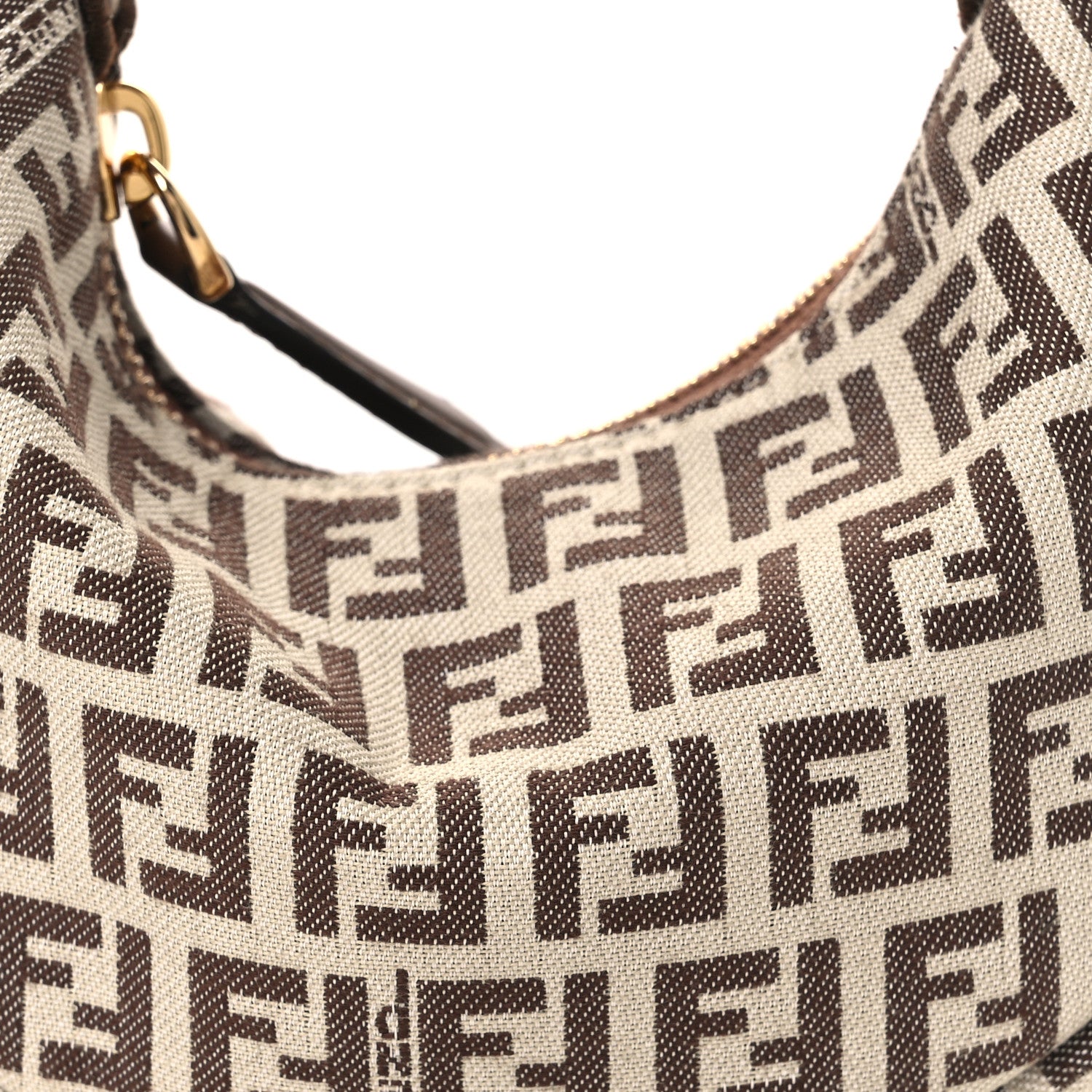 Fendi Fabric Jacquard FF 1974 Nano Fendigraphy Hobo Charm Beige 8 of 11