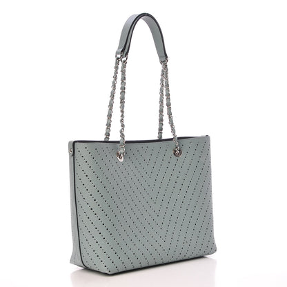 Chanel Perforated Grained Calfskin Large Shopping Tote Green 4 of 15