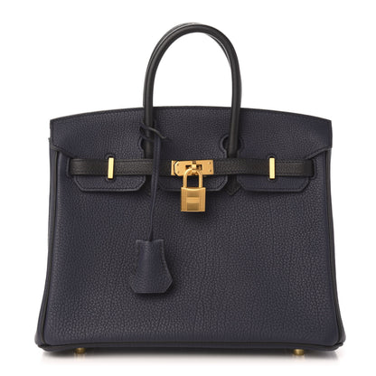 Hermes Togo Horseshoe Birkin 25 Bleu Nuit Black 1 of 12