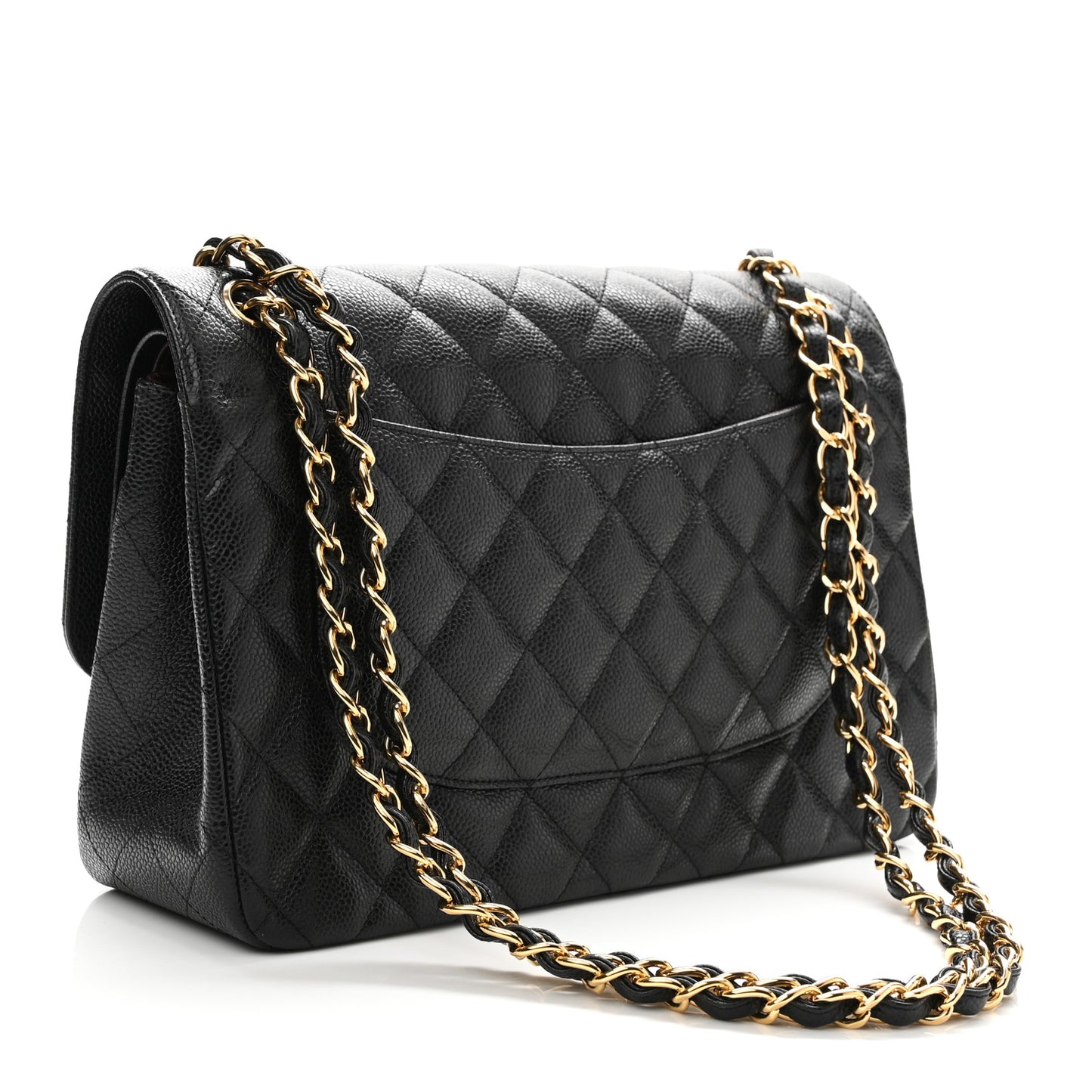Caviar Quilted Jumbo Double Flap Black