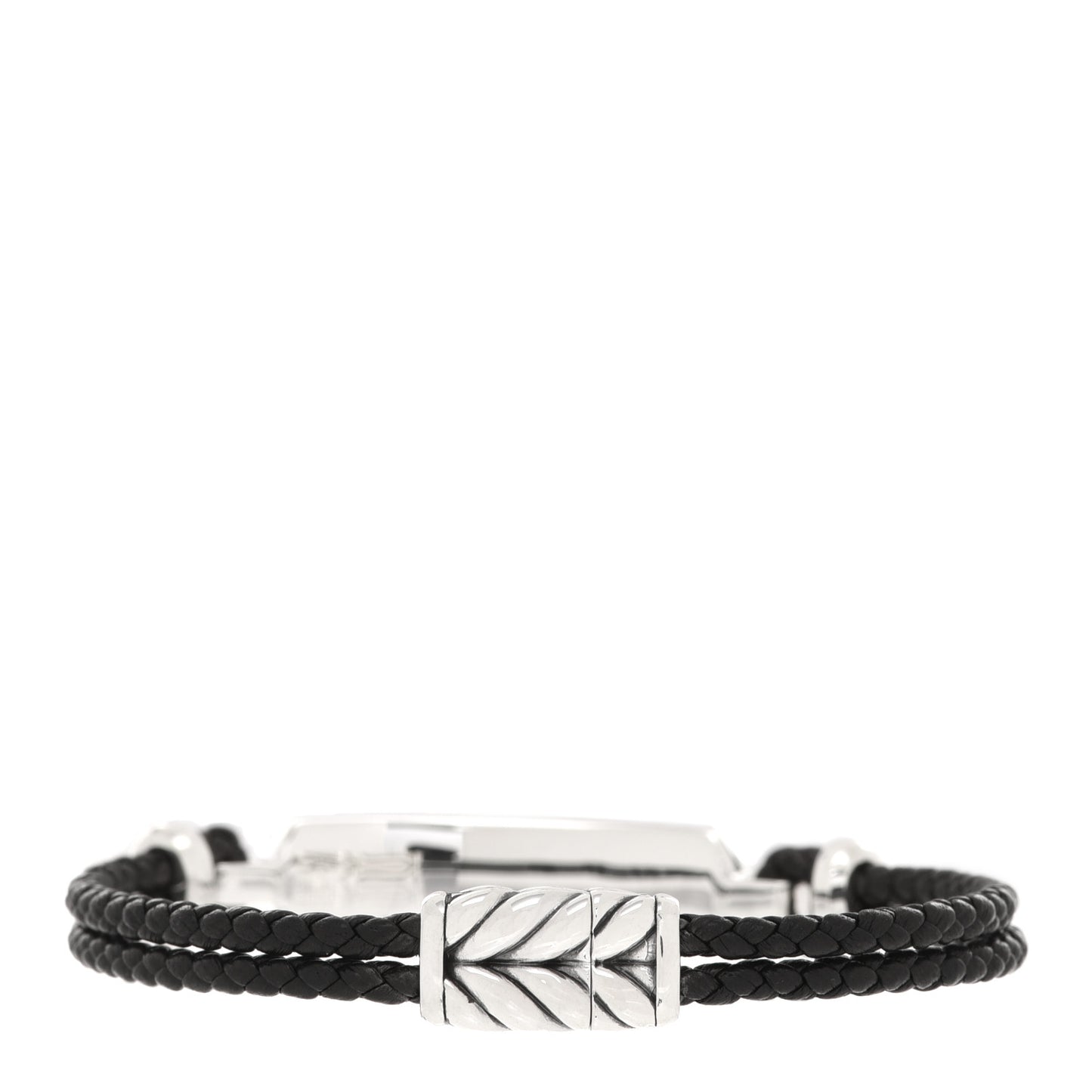 Sterling Silver Leather Black Onyx Exotic Stone Station Bracelet