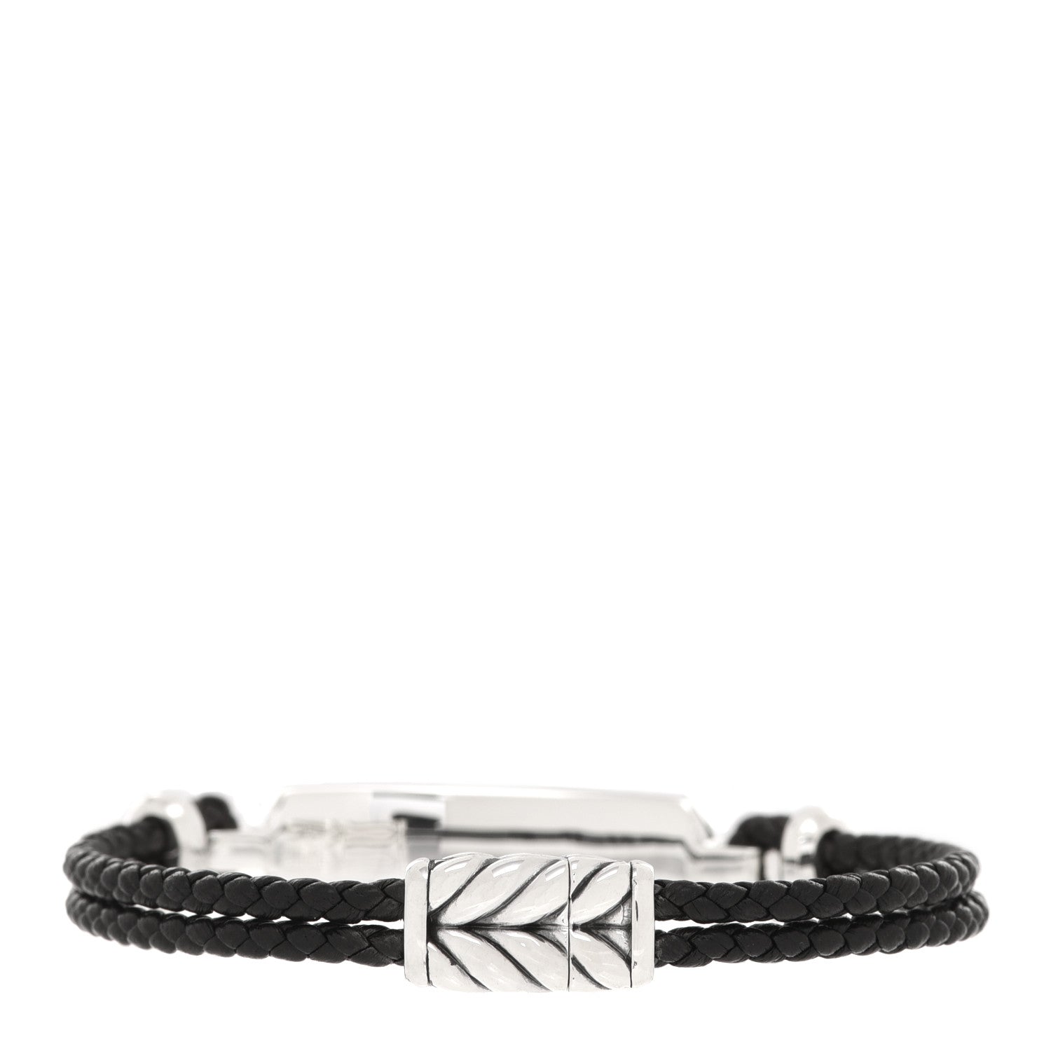 David Yurman Sterling Silver Leather Black Onyx Exotic Stone Station Bracelet 3 of 4
