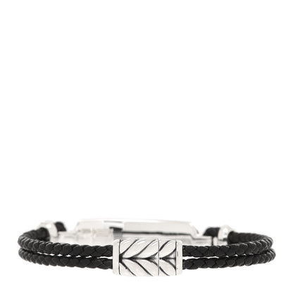 David Yurman Sterling Silver Leather Black Onyx Exotic Stone Station Bracelet 3 of 4