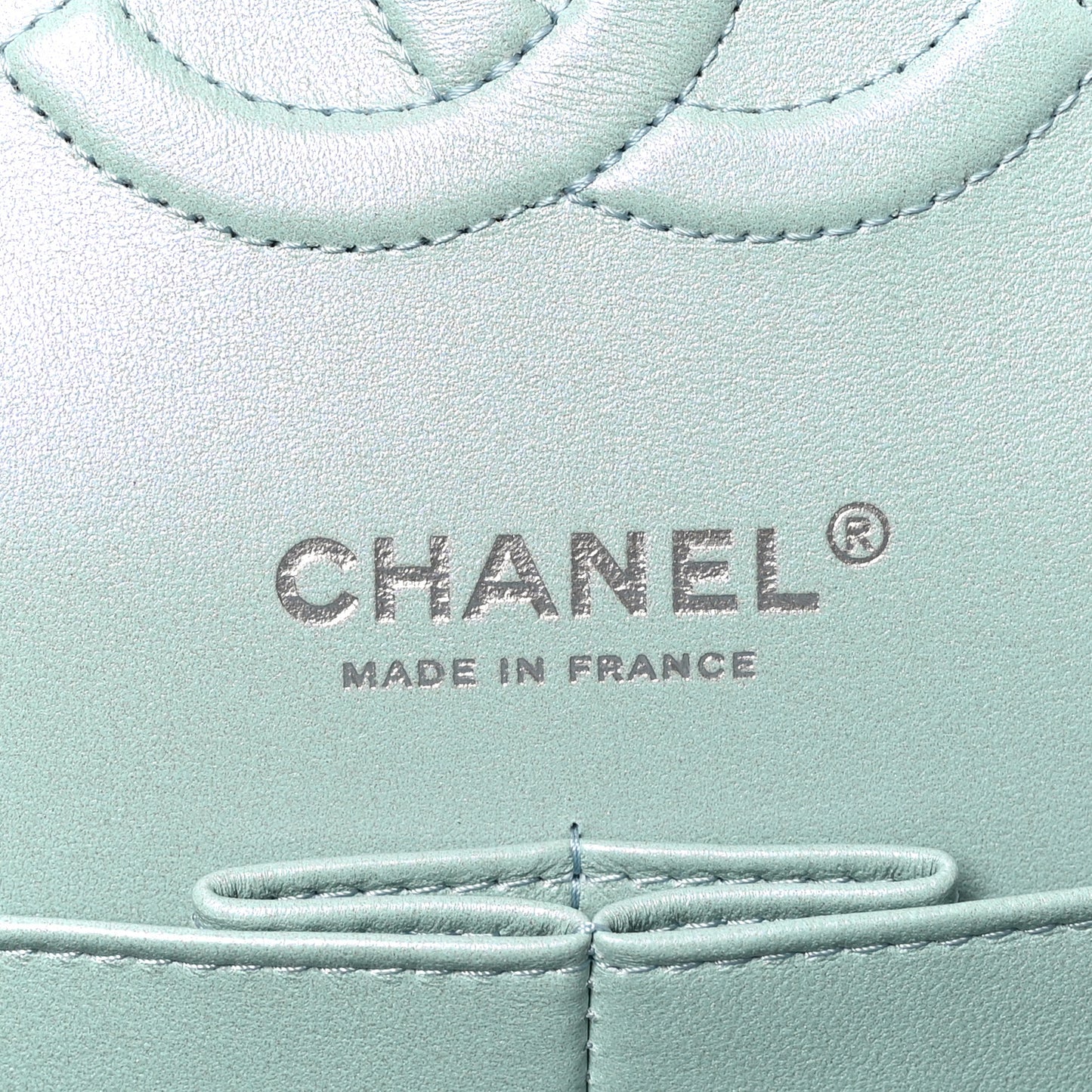 Iridescent Lambskin Quilted Medium Double Flap Light Blue