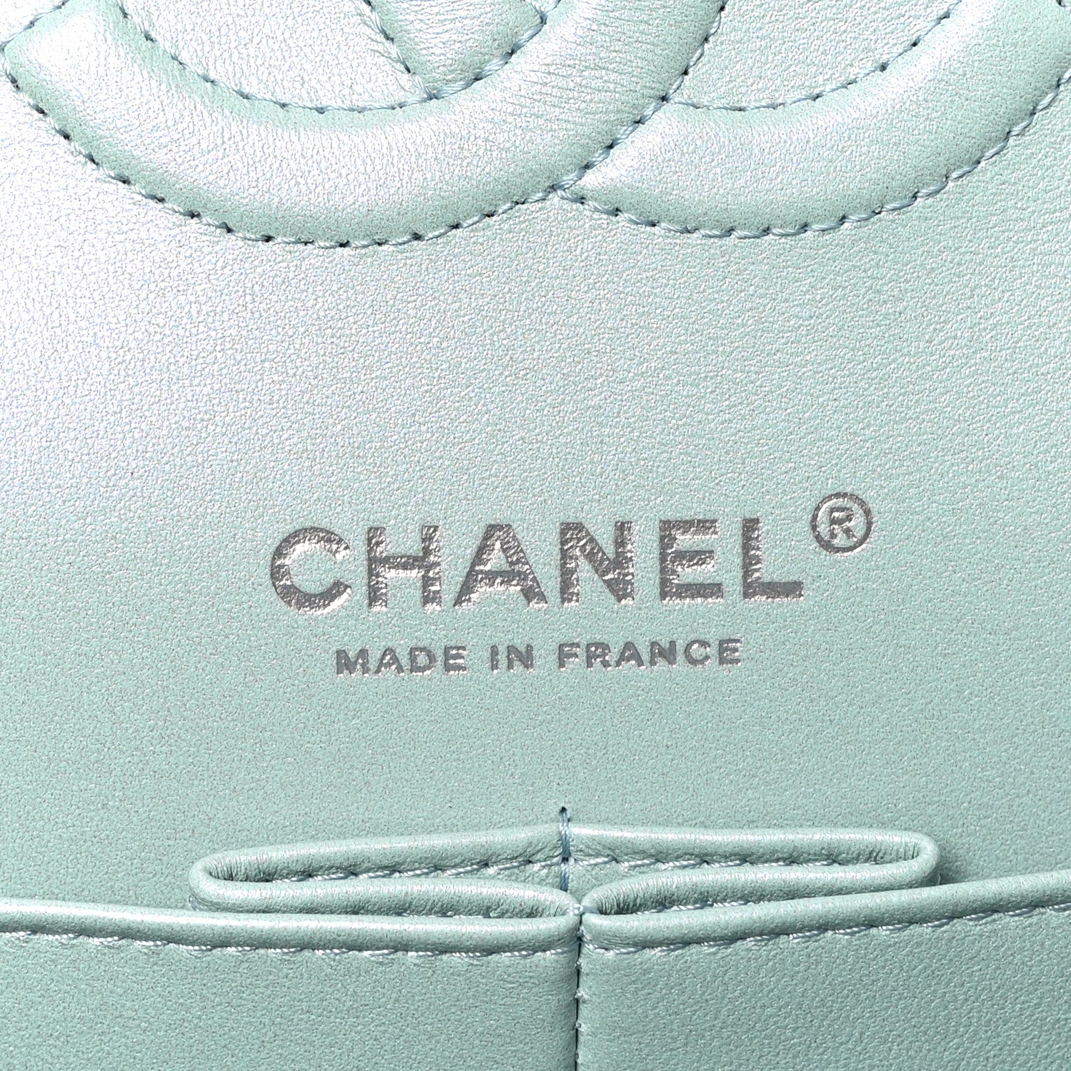 Chanel Iridescent Lambskin Quilted Medium Double Flap Light Blue 6 of 10
