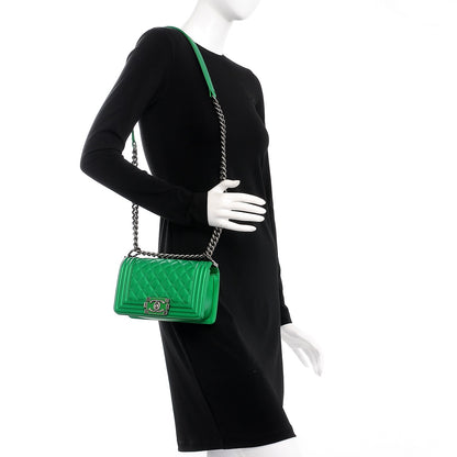 Chanel Metallic Calfskin Quilted Small Boy Flap Green 2 of 8