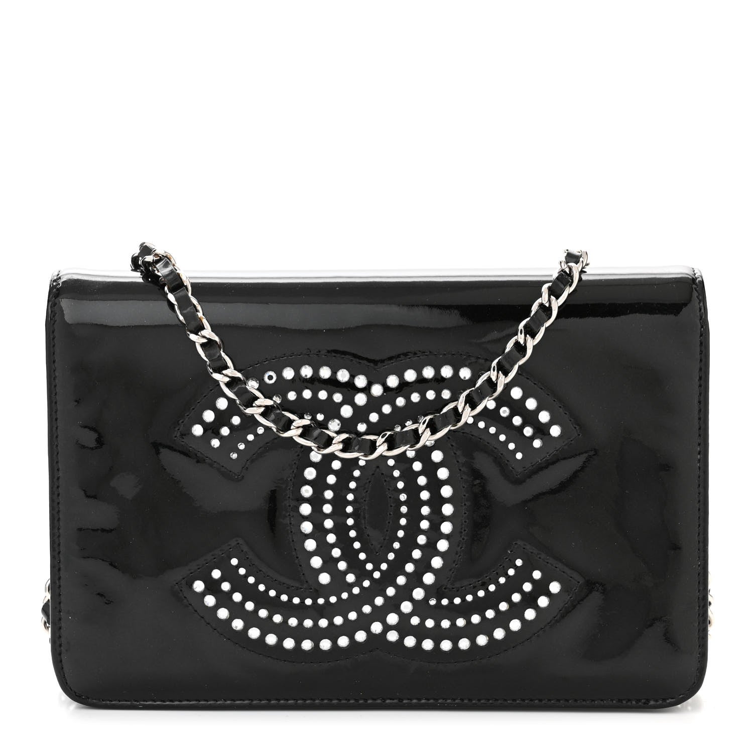Chanel Patent Strass Wallet On Chain WOC Black 1 of 13