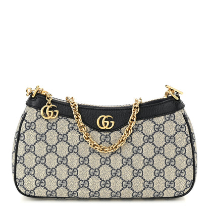 Gucci GG Supreme Monogram Textured Dollar Calfskin Web Small Ophidia GG Handbag Beige Blue 1 of 10