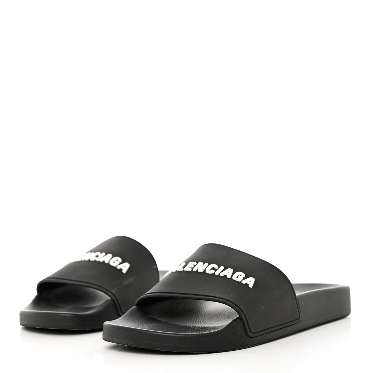 PVC Logo Mens Pool Slide Sandals 38 Black White
