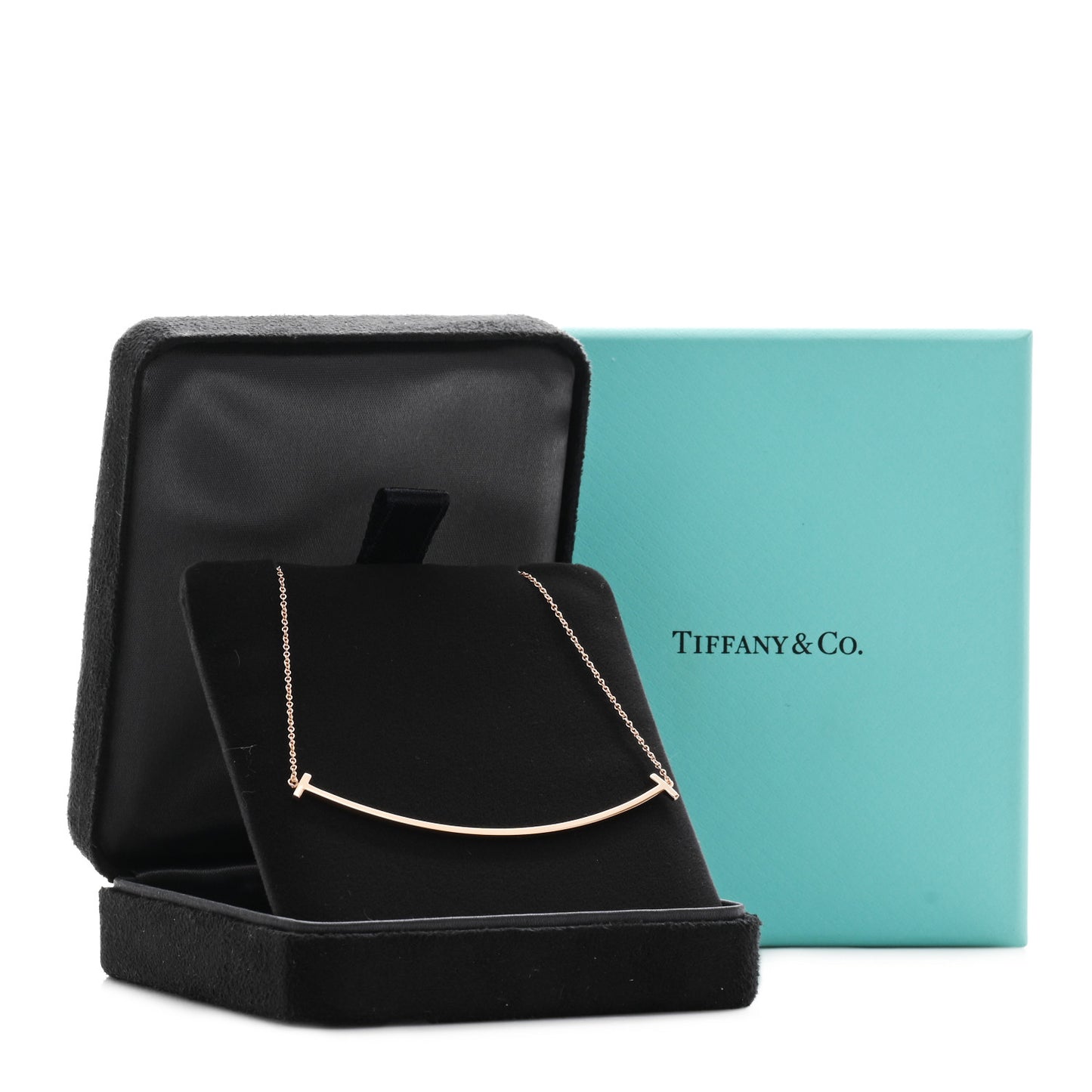 18K Rose Gold Large T Smile Pendant Necklace