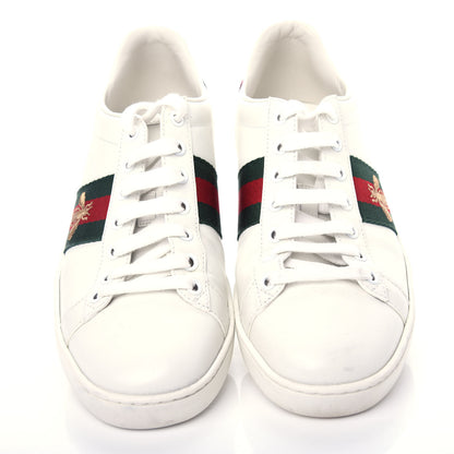 Gucci Calfskin Ayers Bee Embroidered Womens Ace Sneakers 38 White Green 5 of 10