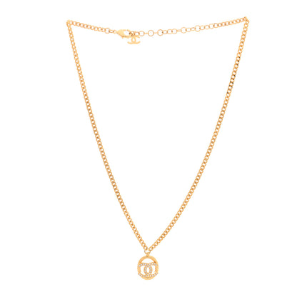 Chanel Crystal CC Chain Pendant Necklace Gold 3 of 5