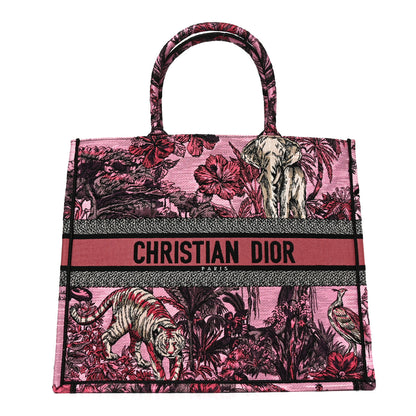 Christian Dior Canvas Embroidered Large Toile de Jouy Voyage Book Tote Fuchsia Multicolor 1 of 9