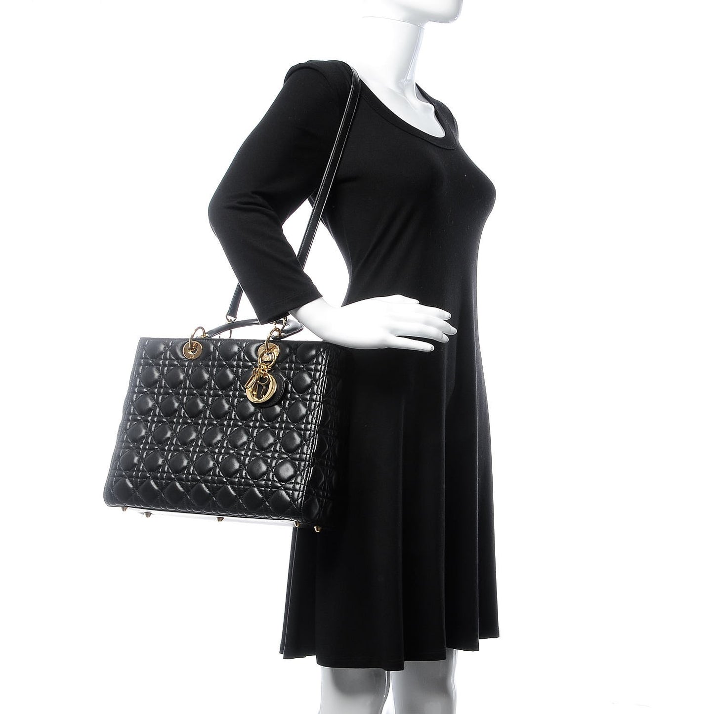 Lambskin Cannage Large Lady Dior Black