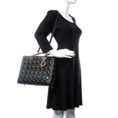 Christian Dior Lambskin Cannage Large Lady Dior Black 3 of 8