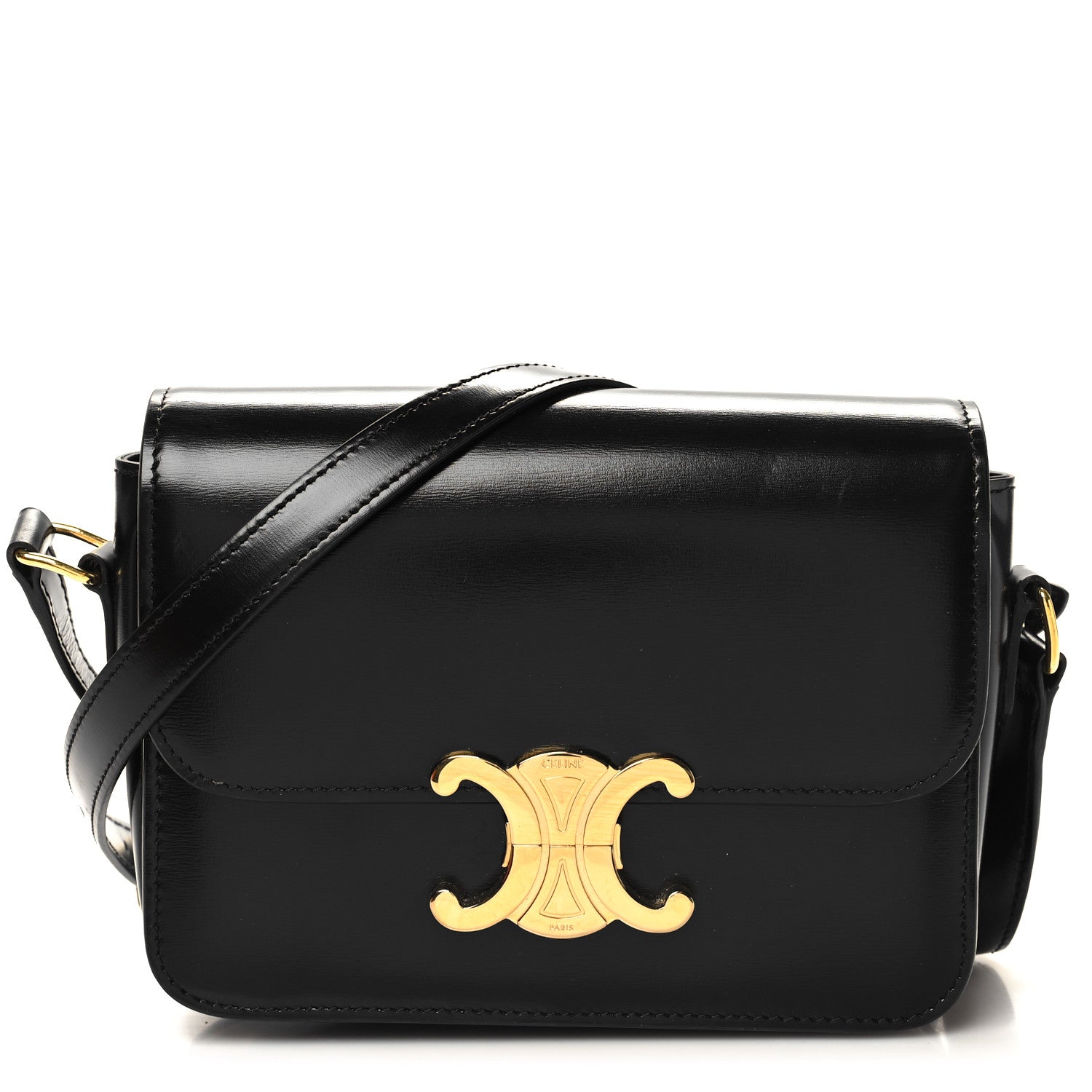 Celine Shiny Calfskin Teen Triomphe Black 1 of 11