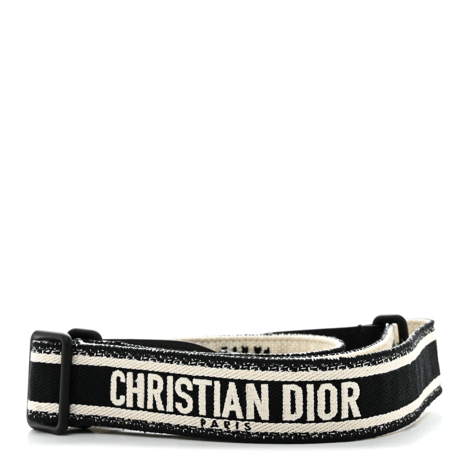 Christian Dior Canvas Embroidered Shoulder Strap Black Ultramatte 3 of 4