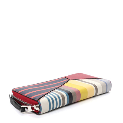 Loewe Calfskin Puzzle Striped Colorblock Zip Around Wallet Red Tan 4 of 10