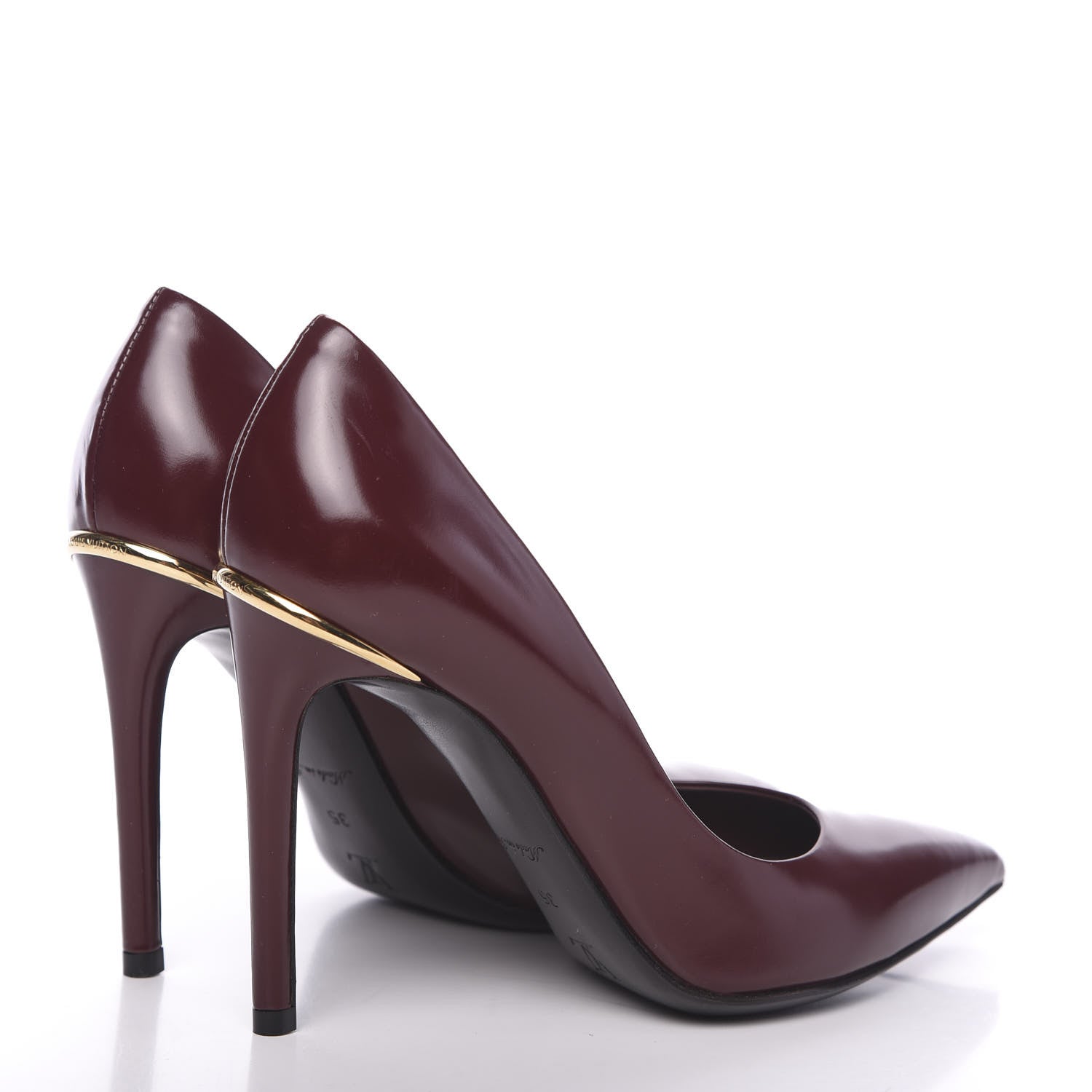 Louis Vuitton Glazed Calfskin Eyeline Pumps 35 Bordeaux 4 of 9
