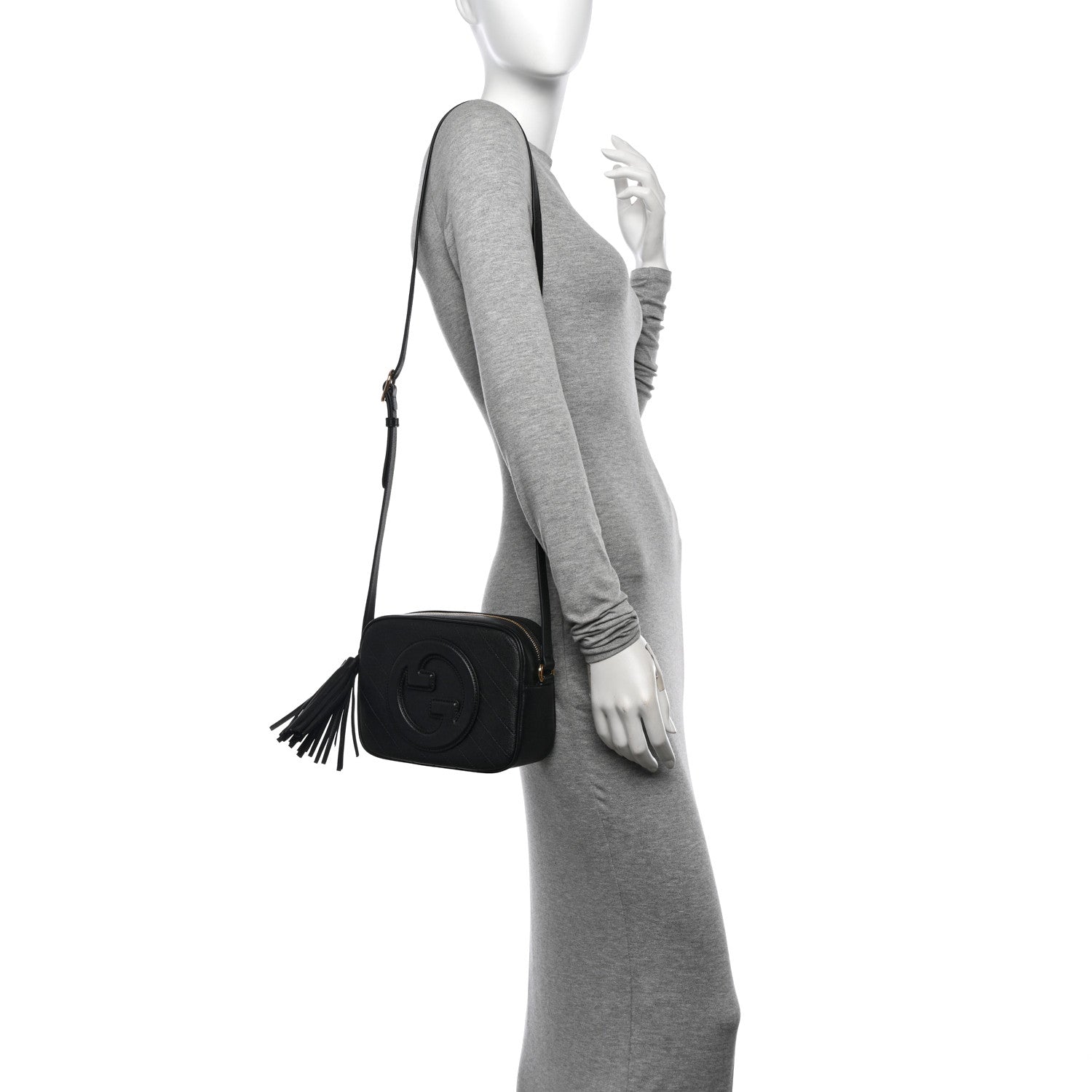 Gucci Sakai Be Green Calfskin Diagonal Stitched Small Blondie Shoulder Bag Black 2 of 10
