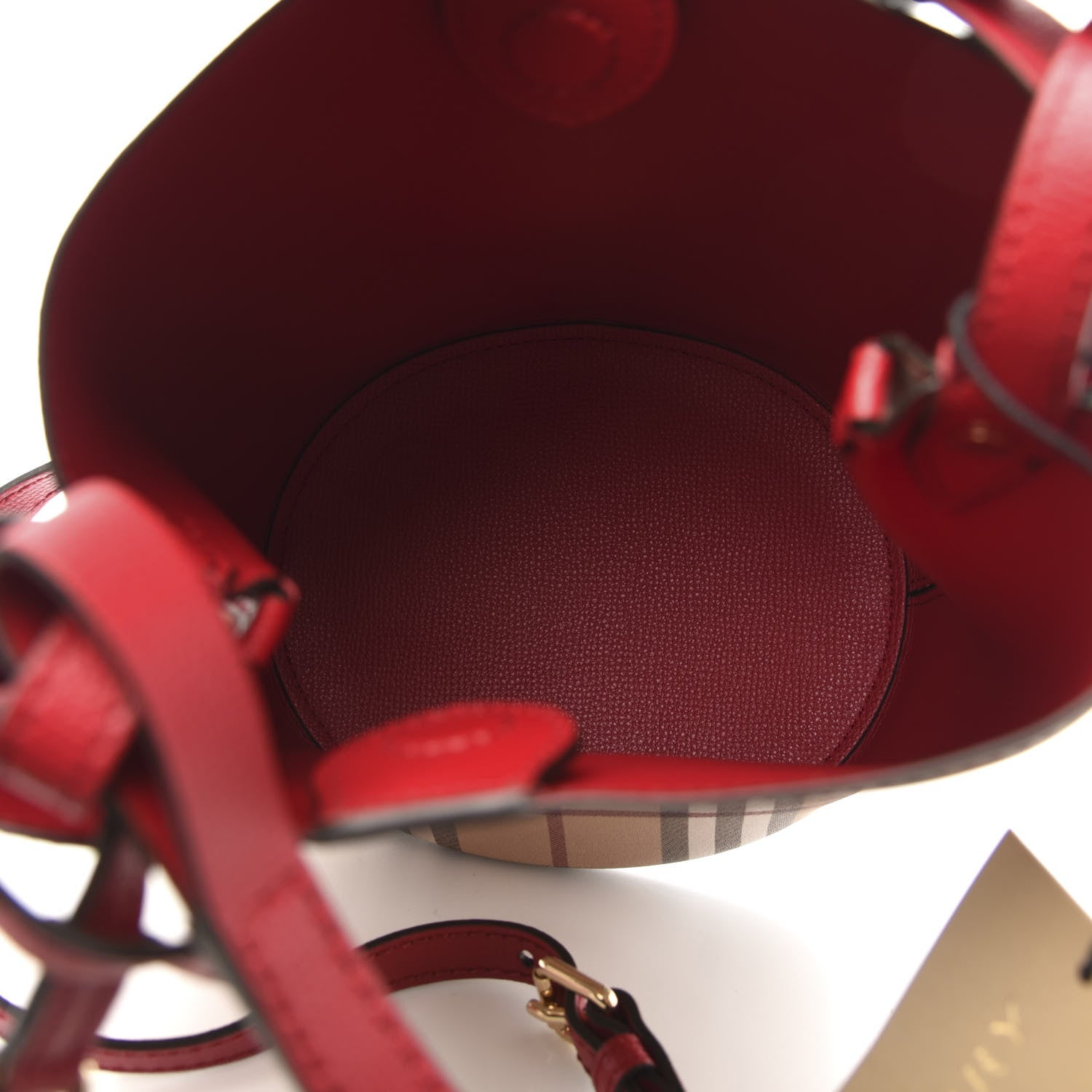 Burberry Haymarket Check Colours Small Lorne Bucket Crossbody Poppy Red 5 of 9