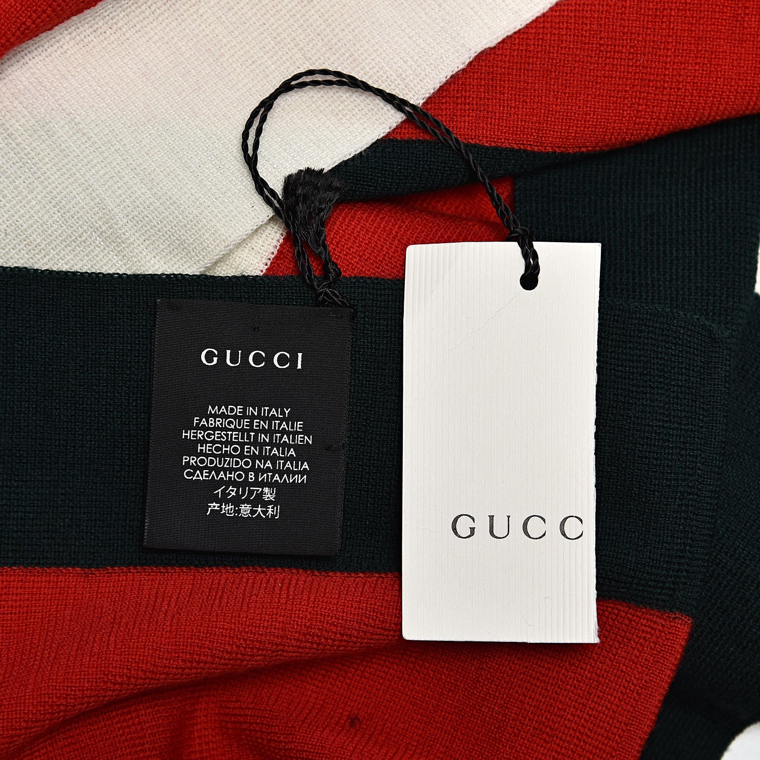 Gucci Silk Wool Web Scarf Red White Black 3 of 4
