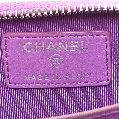 Chanel Lambskin Quilted Zip Around Coin Purse Wallet Purple 6 of 8