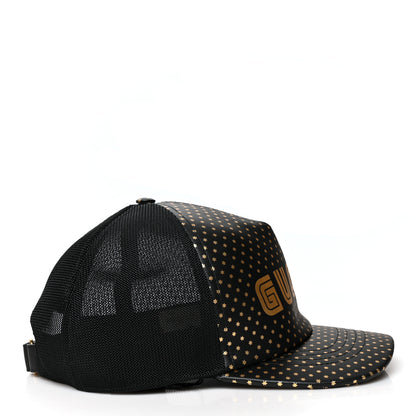 Gucci X SEGA Calfskin GUCCY Stars Baseball Hat XL Black Gold 5 of 9