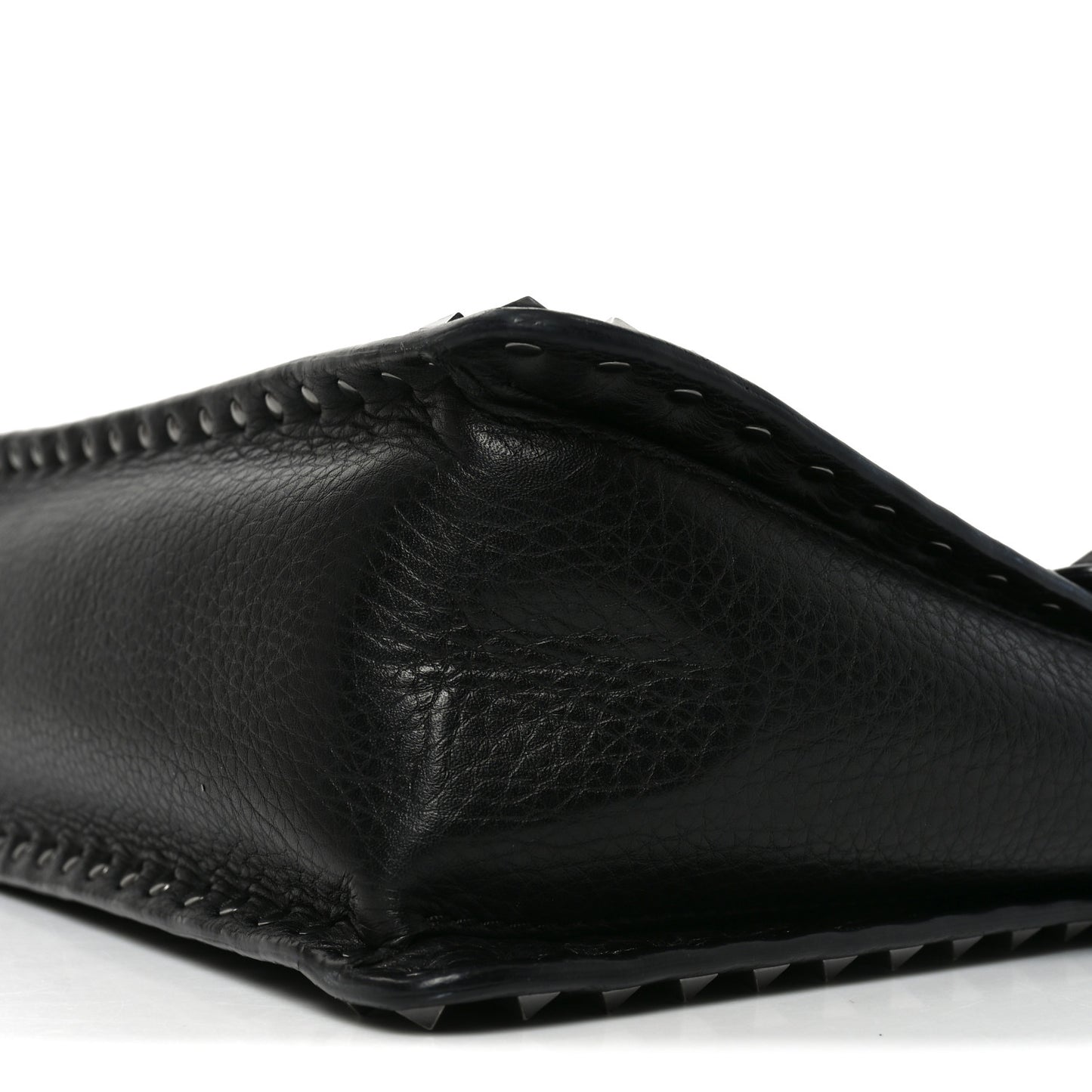 Alce Printed Calfskin Rockstud Top Handle Flap Shoulder Bag Black