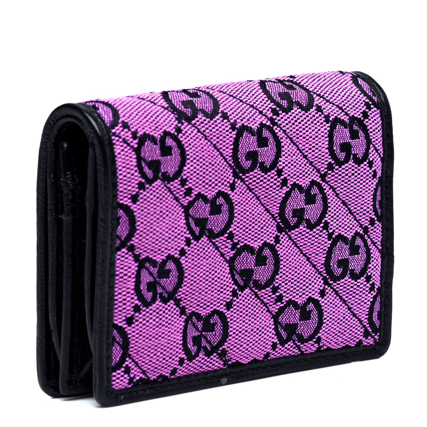 Gucci Monogram Multicolor Matelasse Diagonal GG Marmont Card Case Wallet Pink Blue 2 of 6