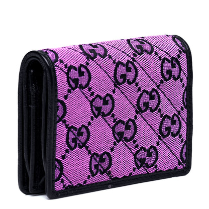 Gucci Monogram Multicolor Matelasse Diagonal GG Marmont Card Case Wallet Pink Blue 2 of 6