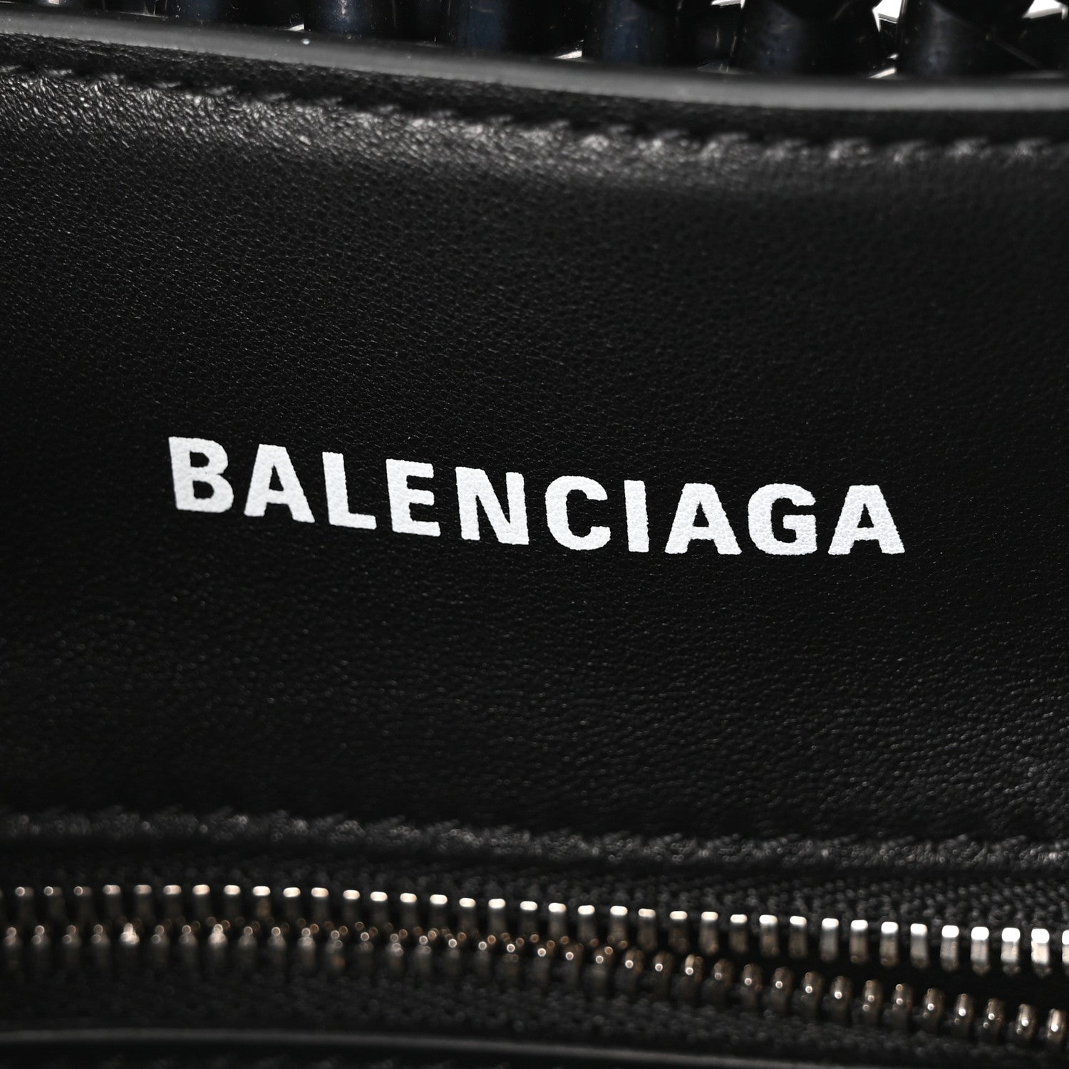 Balenciaga Faux Calfskin Braided Varnished XXS Bistro Basket Black