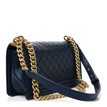 Chanel Lambskin Quilted Medium Boy Flap Dark Navy 3 of 10