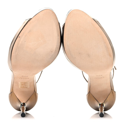 Gucci Metallic Calfskin Open Toe Ankle Strap Pumps 38.5 Oro Rutenio 6 of 11